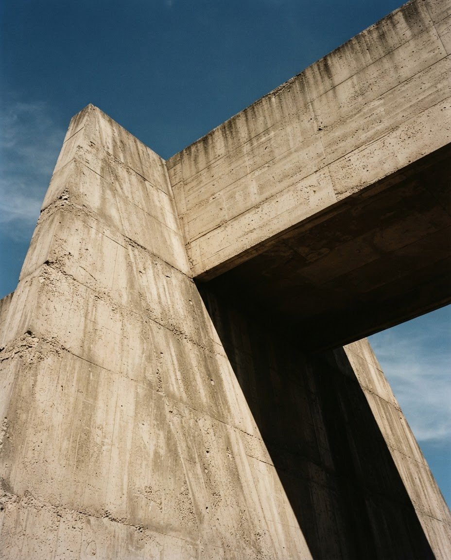 Detalhe de arquitetura brutalista em concreto